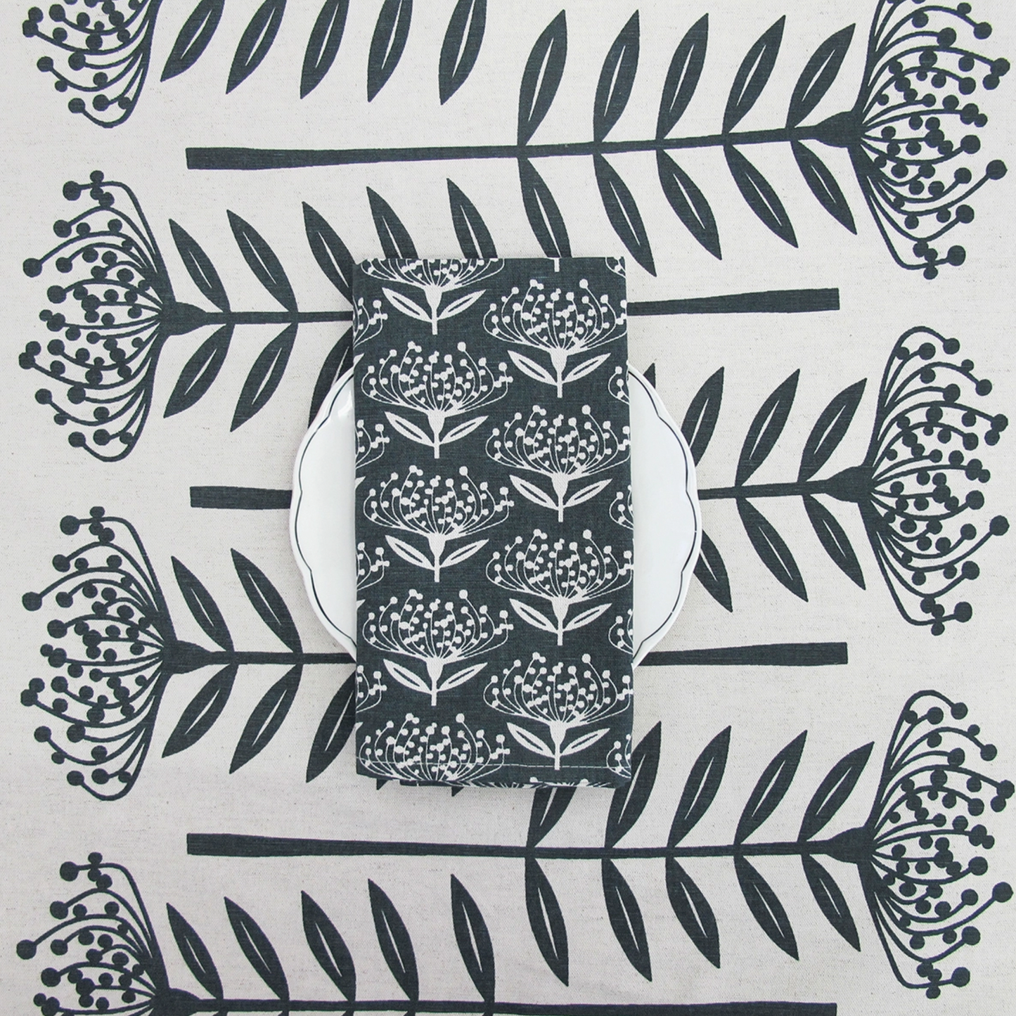 Table Runner Tall Protea Charcoal