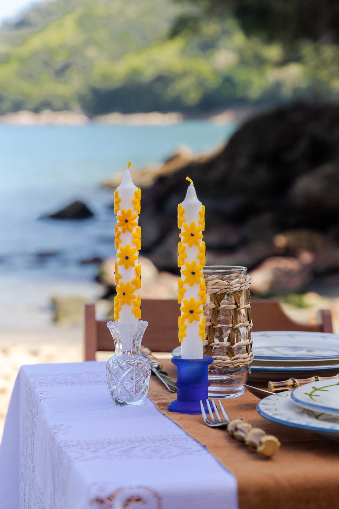 Tropical Flower Candle Set of 2
